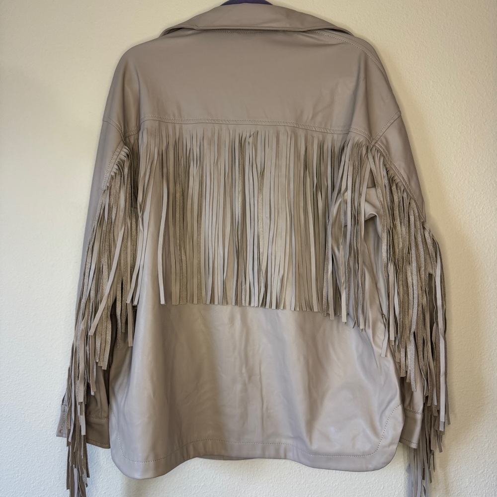 B. Coature Women’s Jacket Faux Leather Beige Size Medium NWT - Western Festival